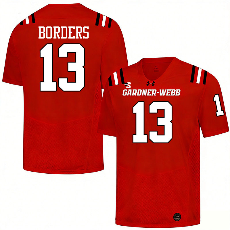 Gardner-Webb Runnin' Bulldogs #13 Caleb Borders College Football Jerseys,Uniforms-Red